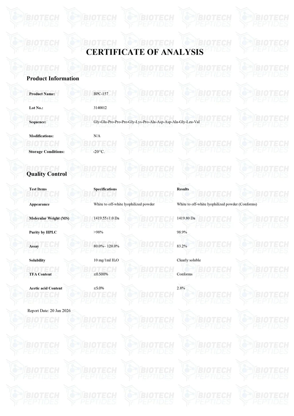 （💪Repair + Anti-inflammatory + Tissue Regeneration） BPC-157 (5mg) - Biotech Peptides