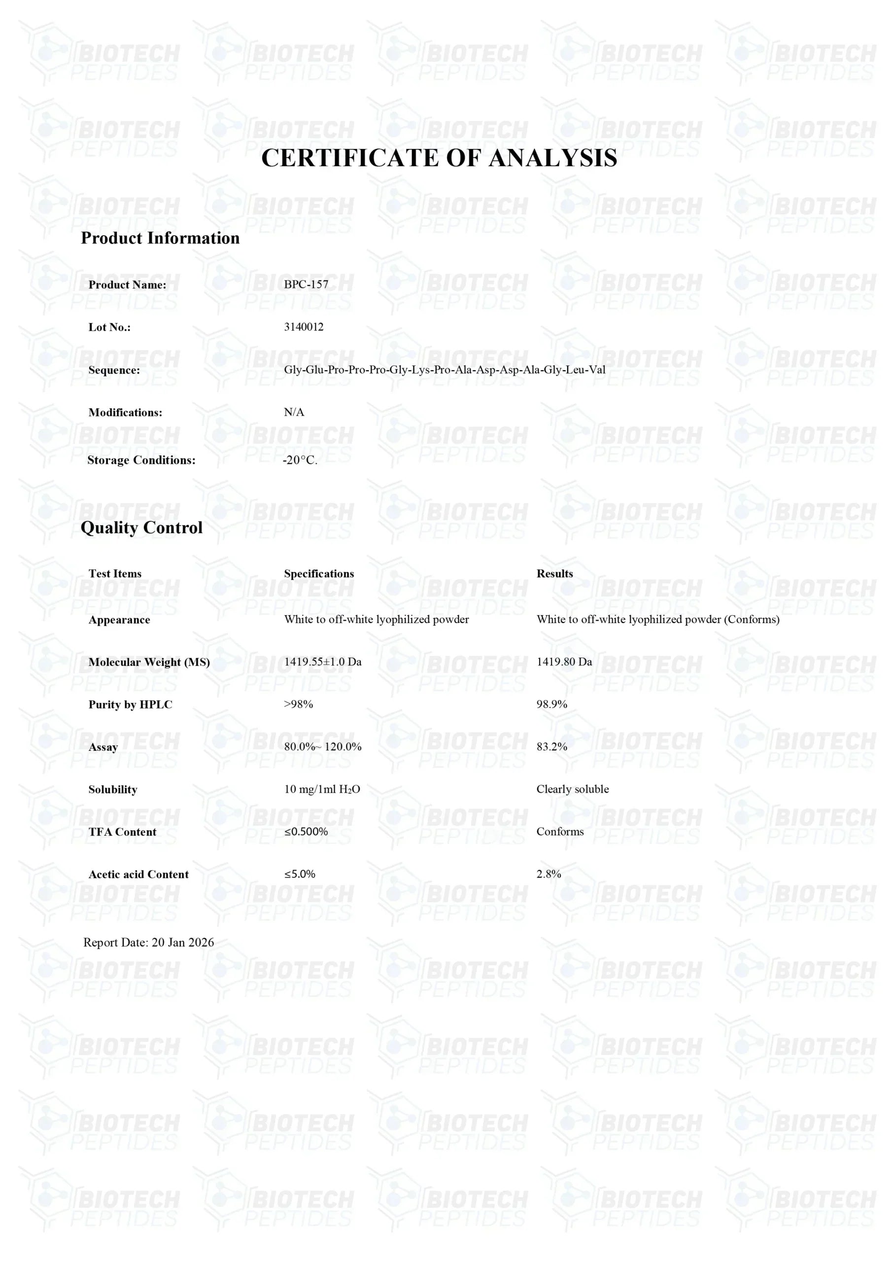 （💪Repair + Anti-inflammatory + Tissue Regeneration） BPC-157 (5mg) - Biotech Peptides