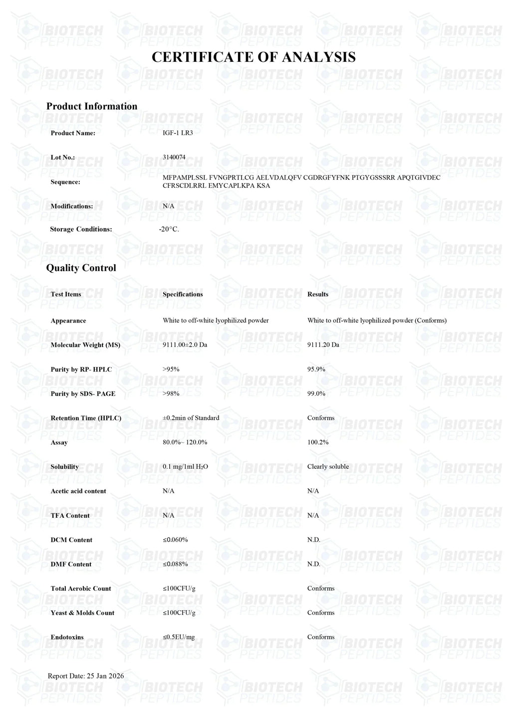 (💪 Rapid muscle gain) Receptor Grade IGF-1 LR3 (100mcg) - 10 Vials