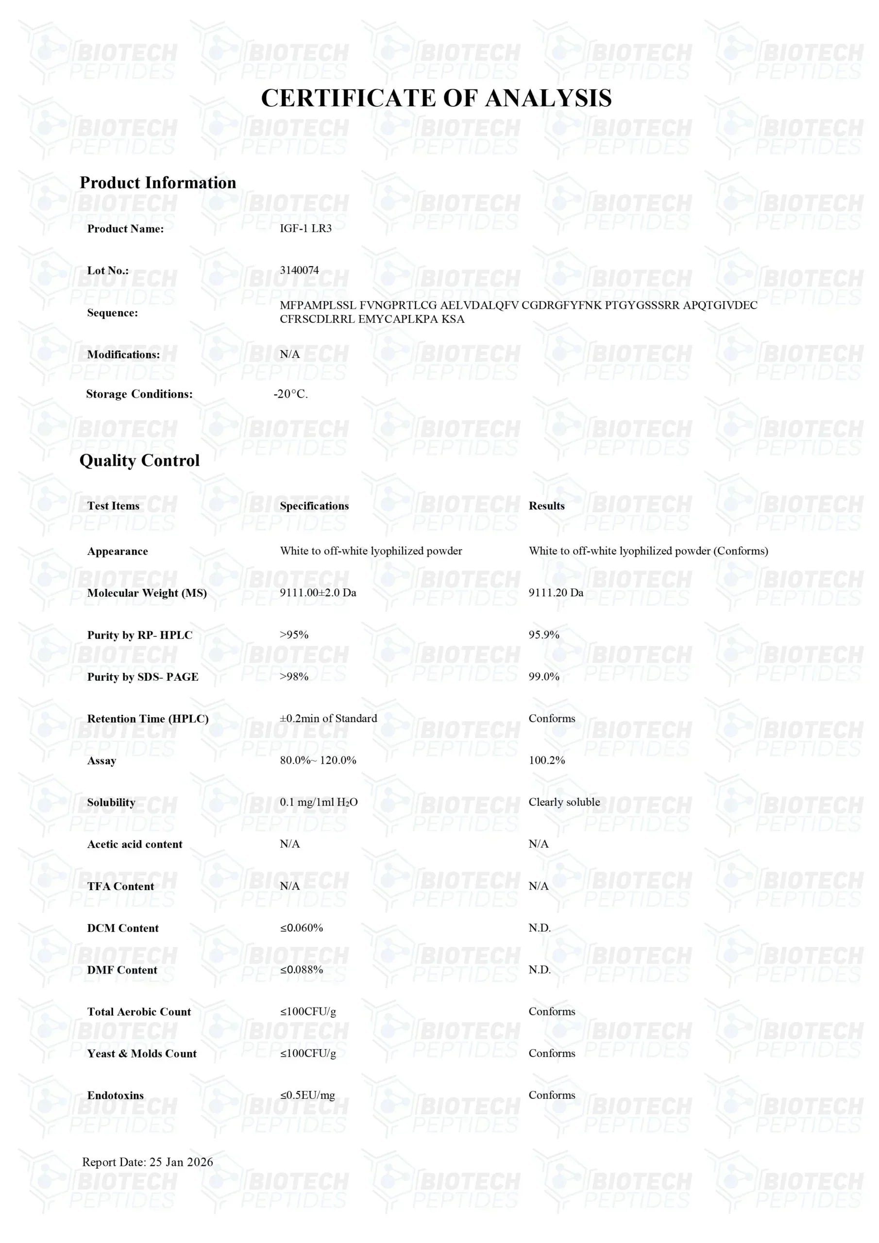 (💪 Rapid muscle gain) Receptor Grade IGF-1 LR3 (100mcg) - 10 Vials